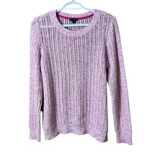 Talbots Light Pink Open Crochet Knit Sweater‎ Large Coastal Beach Coquette